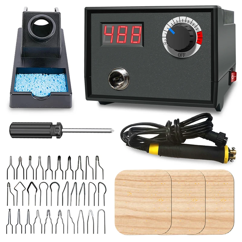 Kit de pirograbado para quemar madera, herramienta profesional para quemador de madera, 30 puntas de bolígrafo para quemar madera