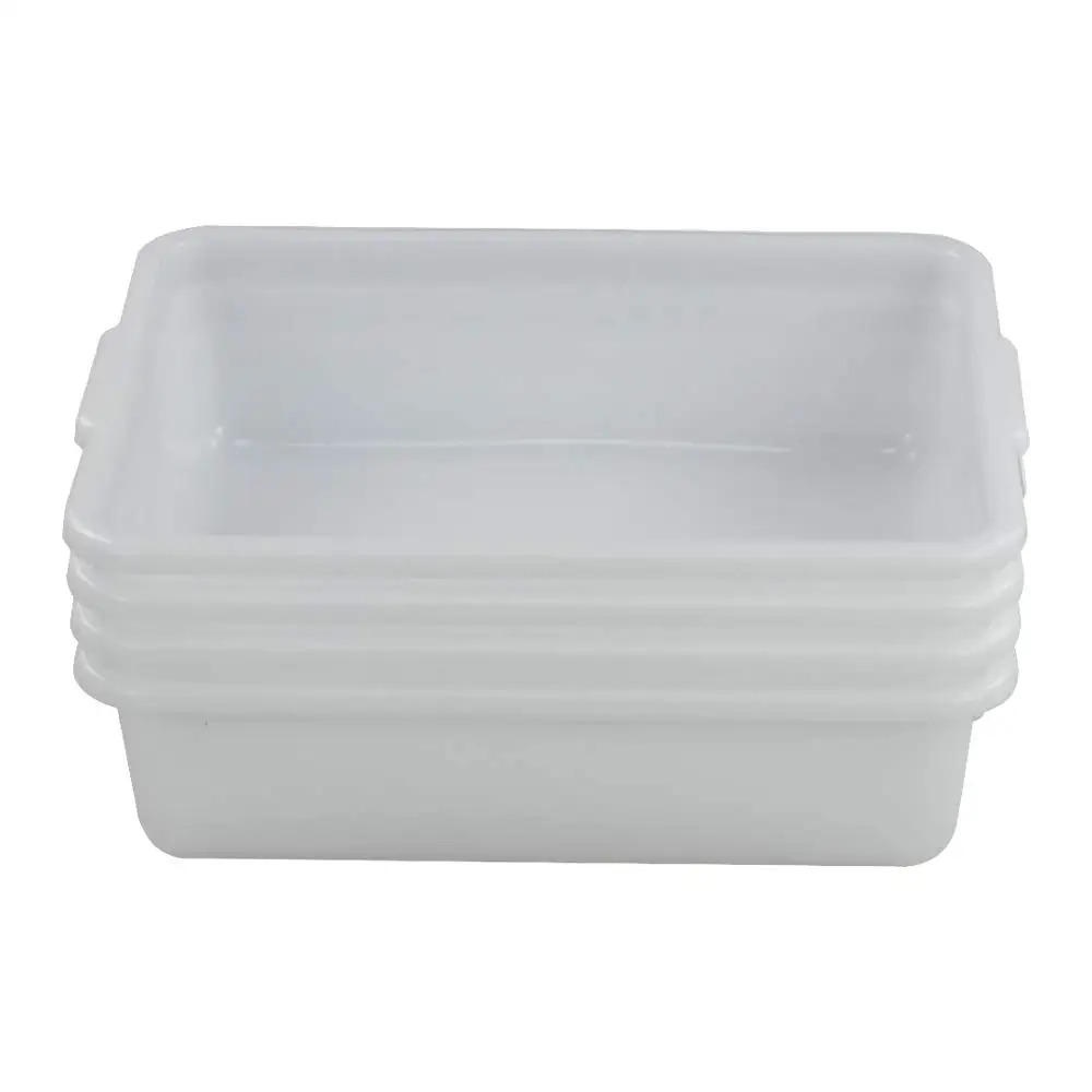 

Set of 4 White Plastic Dish Pans, 8L Multi-Purpose Wash Basins for Kitchen and Home