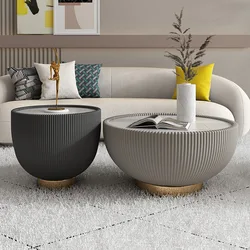 Small family light luxury modern living room hotel creative round coffee table