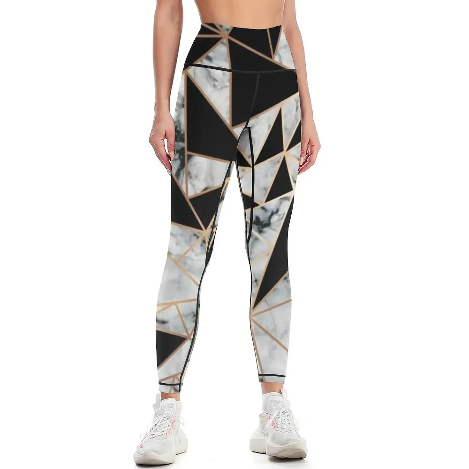 

Marble polygon pattern Leggings Women's sports pants gym's sportswear gym womans gym's clothing Womens Leggings