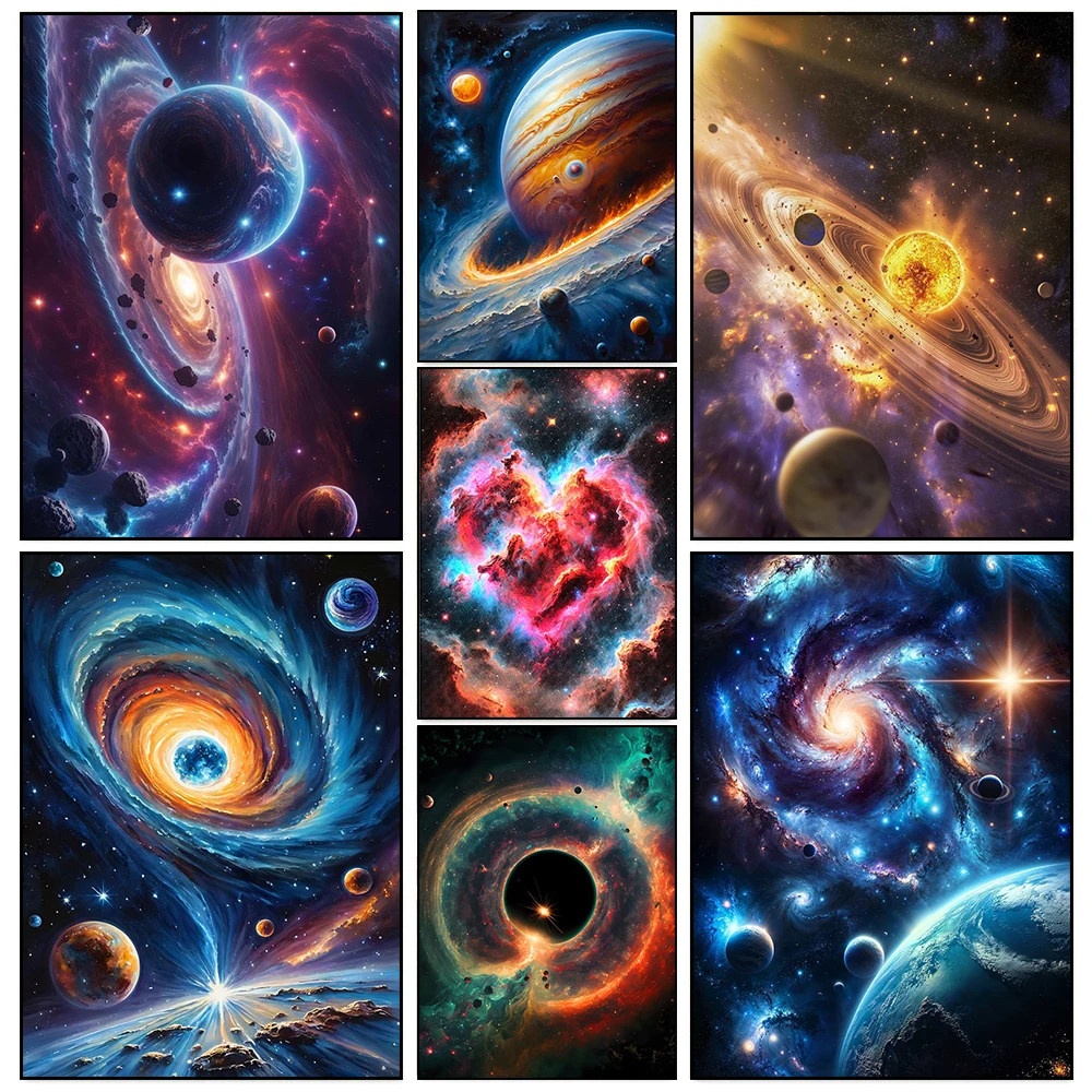 Universe Outer Space Galaxy Cloud Sea Planet Dreamy Posters Prints Canvas Painting Wall Art Picture Living Room Home Decor