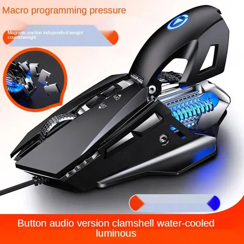 For  Wired Macro Programming Gaming Mouse Colorful Water-cooled light 7200 DPI Mice With LED Backlight 7 Button For PC Laptop