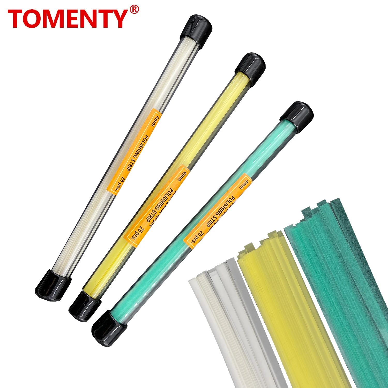 

25pcs/Tube TOMENTY Dental Polishing Strip 145mm*4mm Single Side Resin Teeth Grinding Sanding Teeth Whitening Dentistry Tool