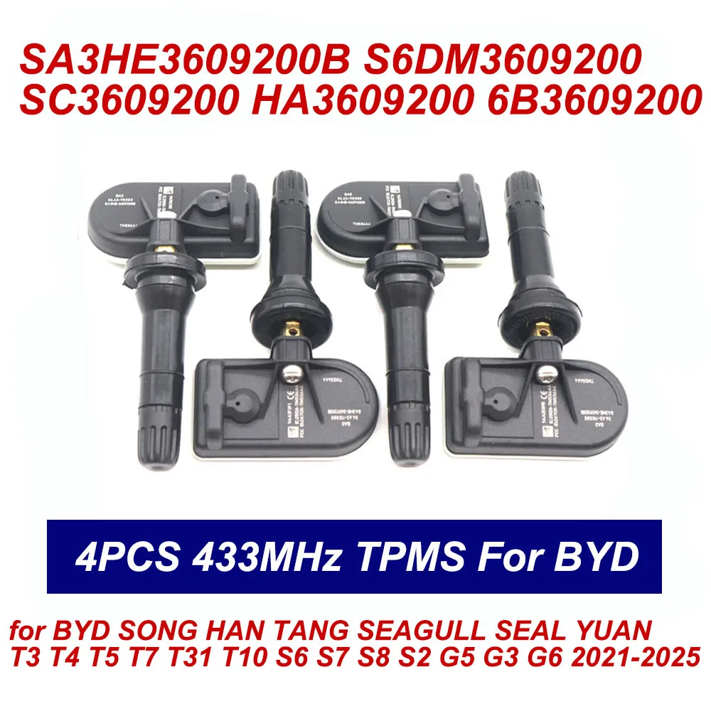 

4PCS SA3HE3609200B S6DM3609200 TPMS Tire Pressure Sensor For BYD SONG HAN TANG SEAGULL SEAL YUAN T3 T4 T5 T7 T31 T10 S6 S7 S8 S2