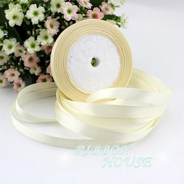 Beige Cream 22m Long 10mm wide 25 Yards Silk Satin Ribbon Wedding decorative ribbons gift wrap Christmas DIY handmade materials