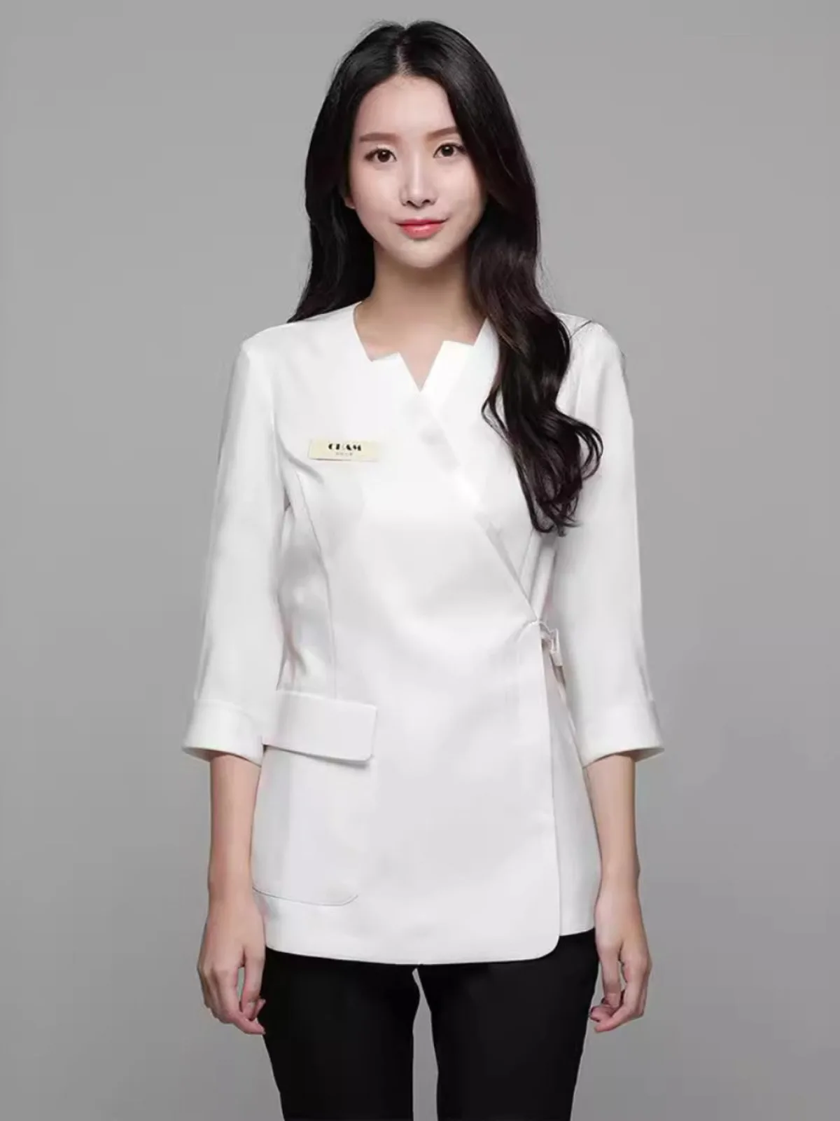 

Upaded Anti-Wrinkle Fabric orms High-End Beau Spa Plastic Surgery Hospital Front Desk Work Outfits Ladies Polyester Sets