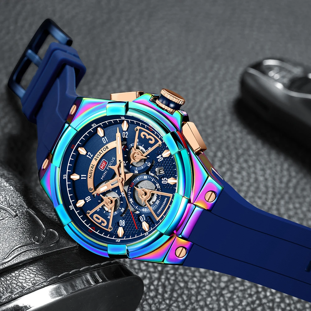 MINIFOCUS Casual Watches for Men Top Brand Luxury Military Silicone Wrist Watch Male Clock Fashion Chronograph Sport Wristwatch