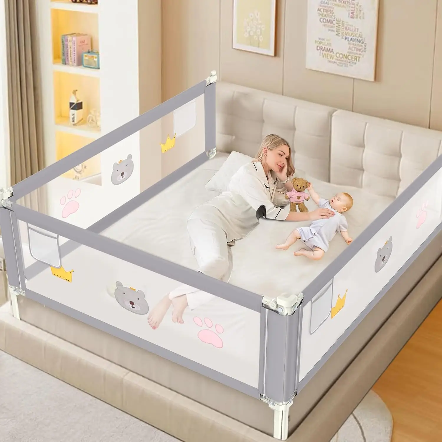 

Adjustable Bed Rail for Toddlers and Kids, Safety Guardrail Fits Twin/Full/Queen/King Beds (1 Side, 70.8 Inch)
