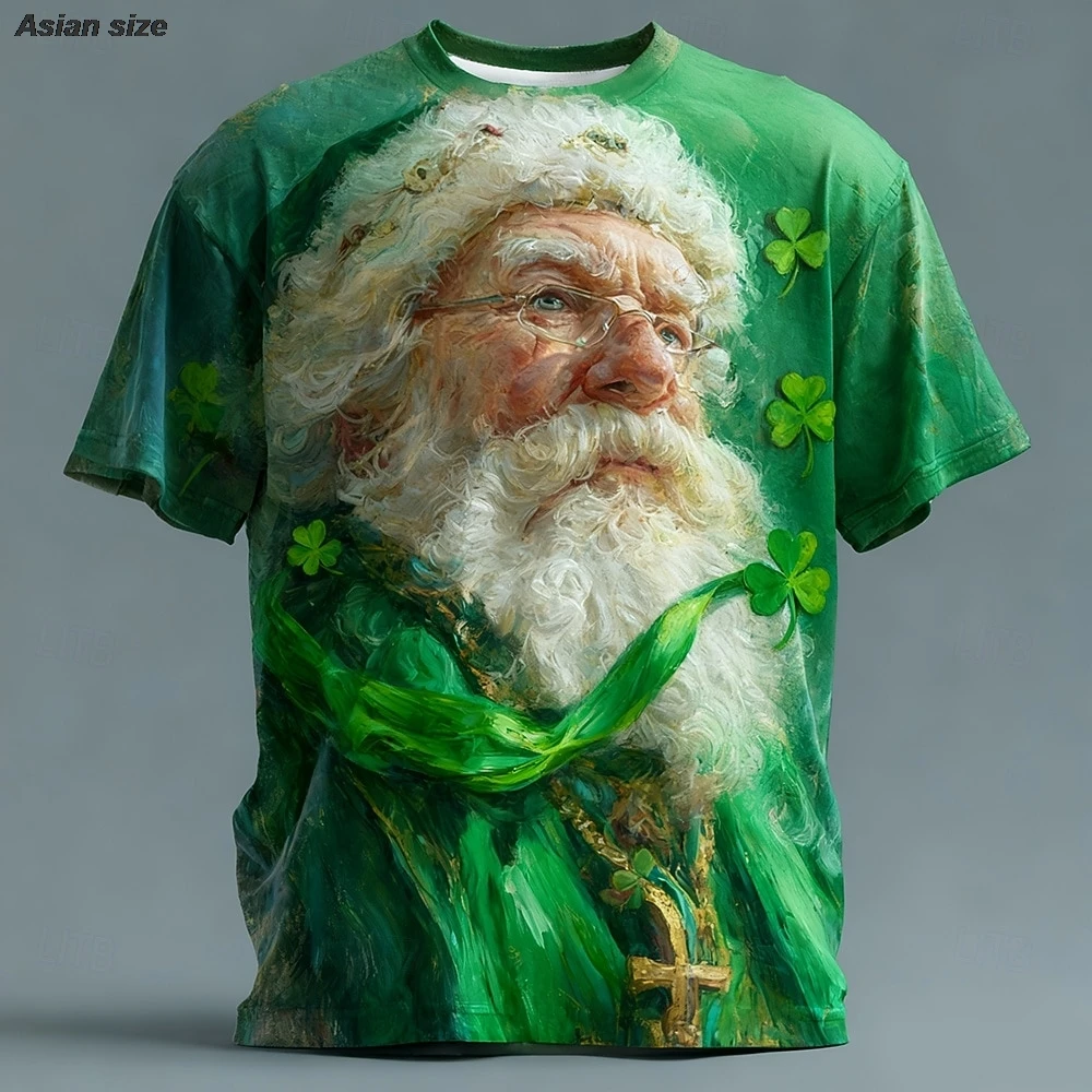 St. Patrick Men's Shamrock Lucky Irish T Shirt Short Sleeve T shirt 3D Print Crew Neck Shirt Designer Casual Party Spring Tops