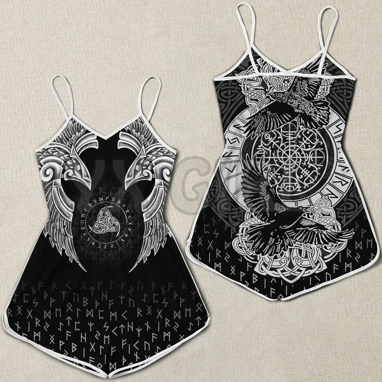 YX GIRL Viking Wolf Romper Wanita 3D Romper Cetak Seluruh Bagian Pakaian Bohemia Wanita Musim Panas