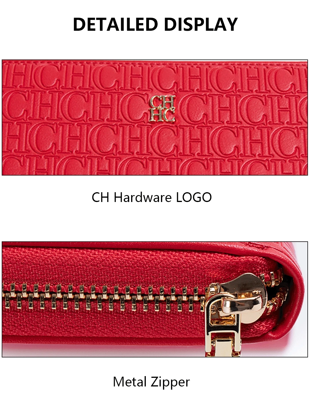 CH Fashion Classic Women's Portable Wallet Solid Color Design Multi-Letter Embossed Women's Coin Purse Minimalist
