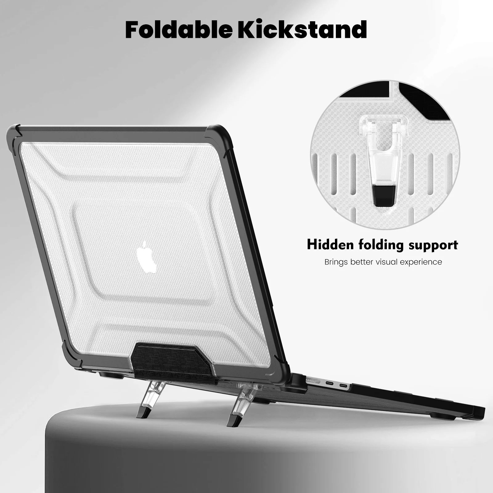 Foldable Kickstand Case For MacBook Air13.6 2022 M2 A2681 Heavy Duty Shockproof Cover Full Body Protective Precise Cutouts Case