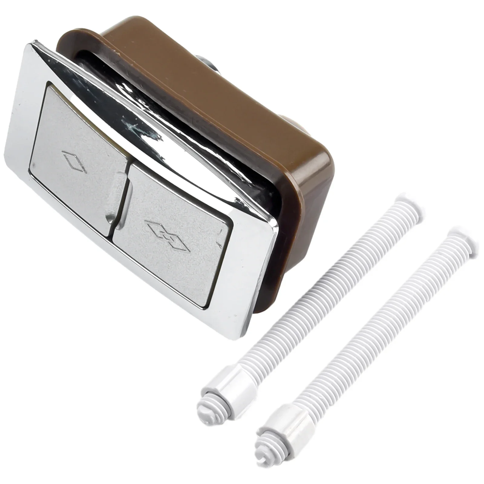 

Toilet Water Tank Button Dual Flush White Rectangle Repair Replacement ABS + Plating Accessories Control Button