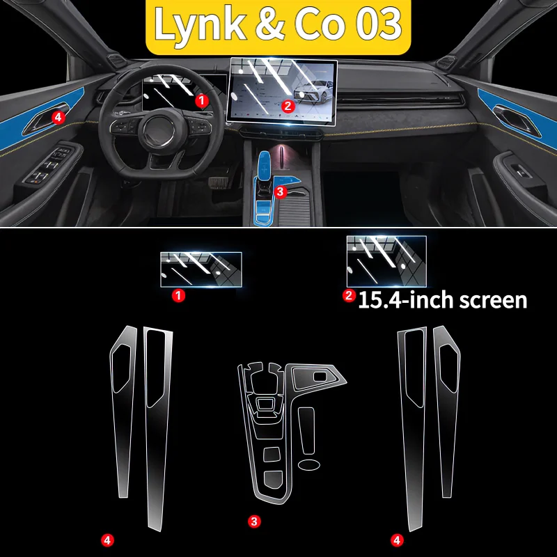 

For Lynk & Co 03 25models interior protection Dashboard Multimedia Navigation Transparent Scratch-Resistant Film Modification