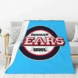 Doosan Bears Blanket Korea Baseball Seoul Logo Creative Design Light Throw Blanket Thin Soft Flannel Blanket Soft Big Blankets