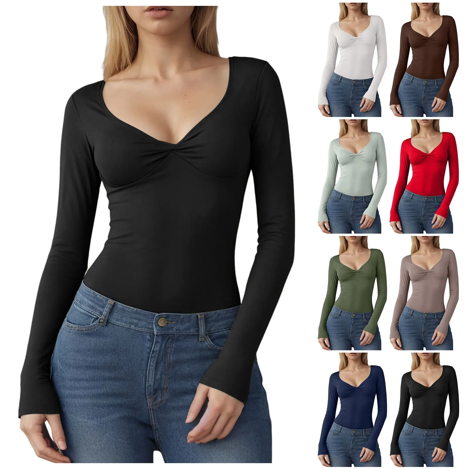 

Under Scrub Shirt Женская футболка с длинным рукавом и V-образным вырезом спереди, облегающая компрессионная рубашка с двойной подкладкой и длинными рукавами