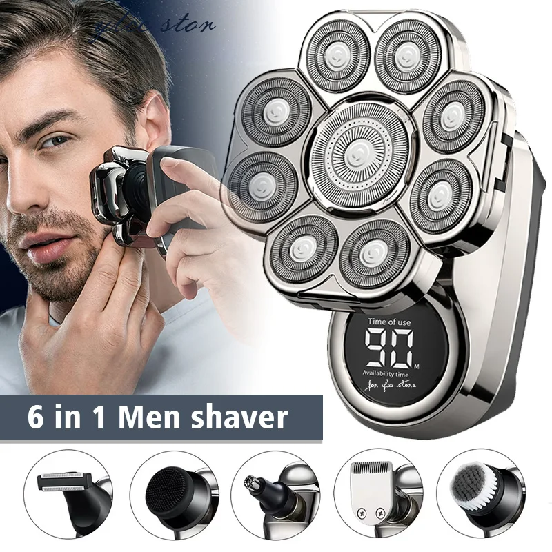 9 Blades Multi Grooming Kit Digital Display Electric Shaver Hair Trimmer Beard Rlectric Razor Wet Dry Men Facial Shaving Machine