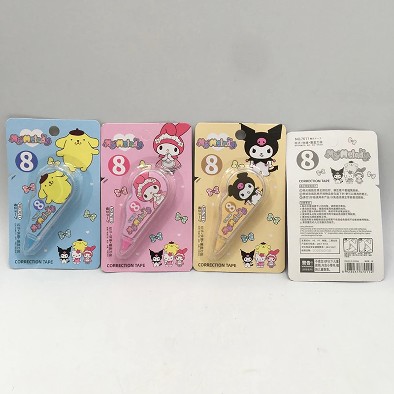 1/4 pz Sanrio nastro di correzione portatile Kawaii Melody Kuromi White Out correttore cancelleria studente materiale scolastico ufficio