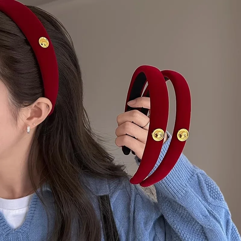 Festive Party Red Velvet Hairbands Headband Women Girls Scrunchies Hair Head Hoop Bands Accessories Headdress Headwear Ornament view 4