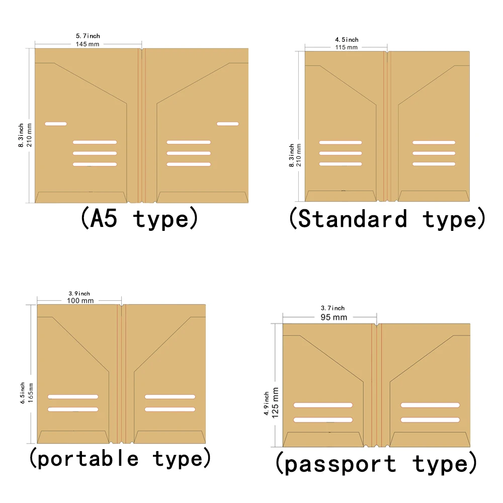 3-Piece Traveler'S Notebook Refill Set - A5, Standard & Portable Sizes With Passport Holder Bank card and bill storage