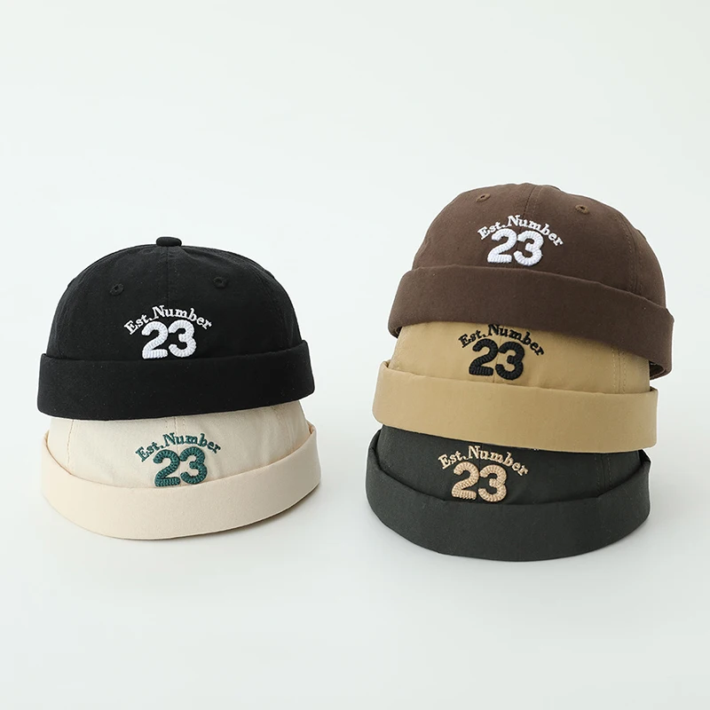 

Letter Embroidered Baby Docker Cap Fashion Retro Kids Brimless Hat 1-3Year Boys Girls Dome Melon Caps Solid Color Beanie Bonnet