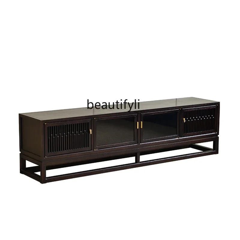 

New Chinese solid wood light luxury TV cabinet, modern simple living room floor cabinet, designer TV cabinet