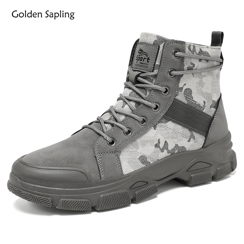 

Golden Sapling Fashion Military Men Boots Camouflage Pattern Canvas Desert Ankle Boot Male Shoes for Man 2025 Spring New Arrival