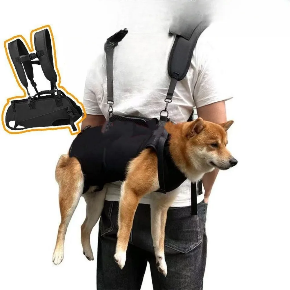Wear-resistant nylon fabric pet double-shoulder backpack, multi-functional outdoor portable dog harness, cycling backpack