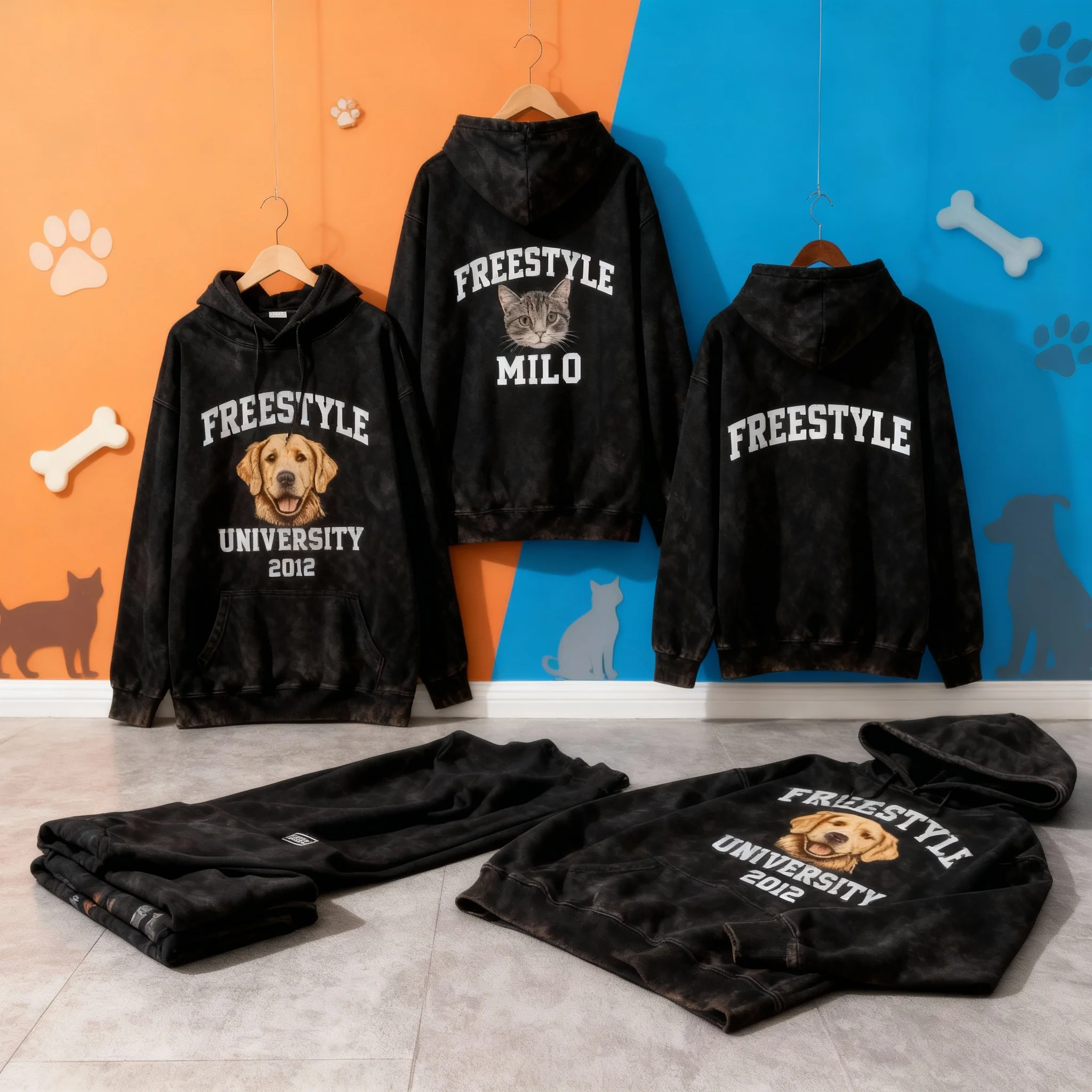 カスタムウォッシュドコットンフーディー、パーソナライズプリント、ユニセックスプレッピースタイルプルオーバー | ヴィンテージスウェットシャツ | ソフトタッチ / ルーズフィット | DIY