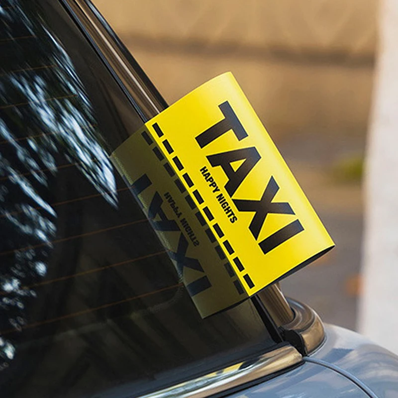 Vinyl Fake Taxi Tag Car Sticker Yellow Outside Auto Decal Charm Bike Motorcycle Tuning Window Windshield Vehicle Decoration