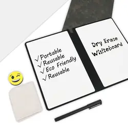 A5 size Portable Magnetic Small Whiteboard Magnetic Marker And Rubber Leather Double-sided Notepad Witheboard