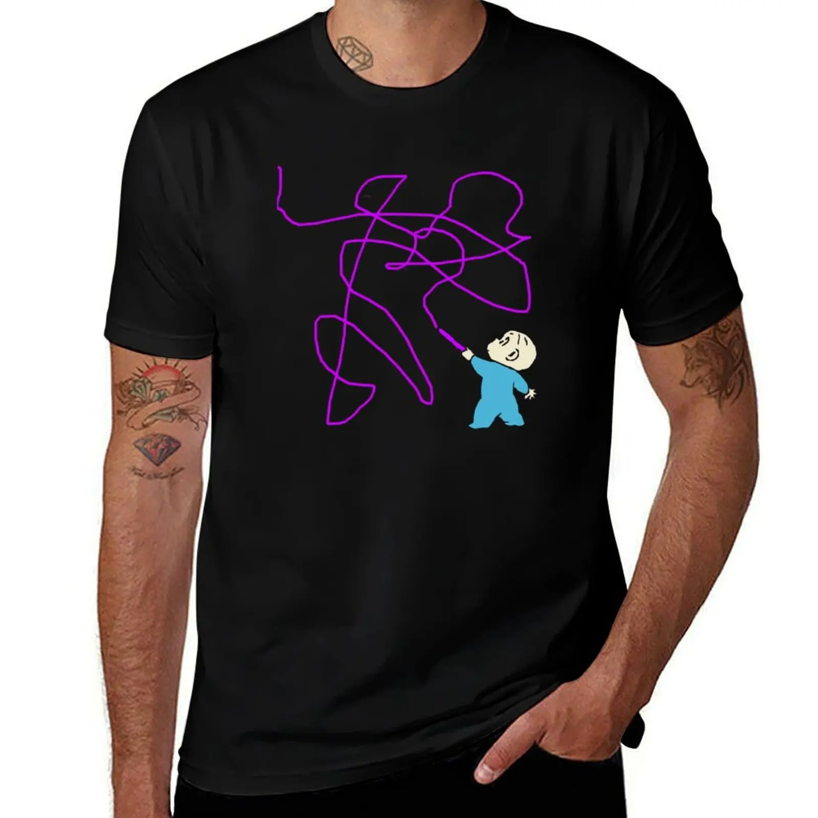 Harold and The Purple Crayon T-Shirt Simple Line Art Print Tee T-Shirt
