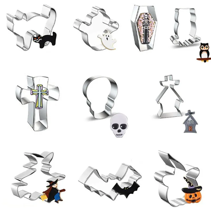 

Halloween Bat House Metal Cookie Cutters Ghost Cake Mold Biscuit Cutting Tool Pastry Shop Chocolate Rice Ball Mould