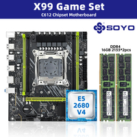 SOYO X99 Motherboard Combo Set Kit With Intel LGA2011-3 Xeon E5 2680 V4 and DDR4 32GB (2*16GB) 2133MHz RAM C612 Chipset M.2 NVME