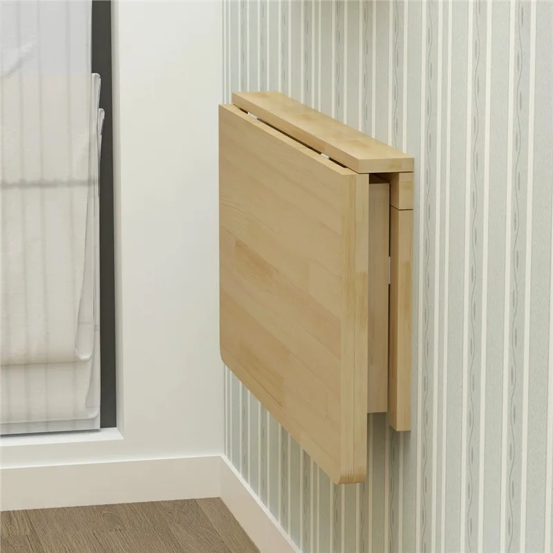 Solid wood folding hanging table dining wall computer table study wall hanging desk