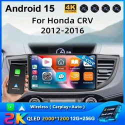 Android 15 Car Radio For Honda CRV CR-V 4 RM RE 2012 2013 2014 2015  2016 Navigation GPS Multimedia Video Player Stereo WiFi+4G