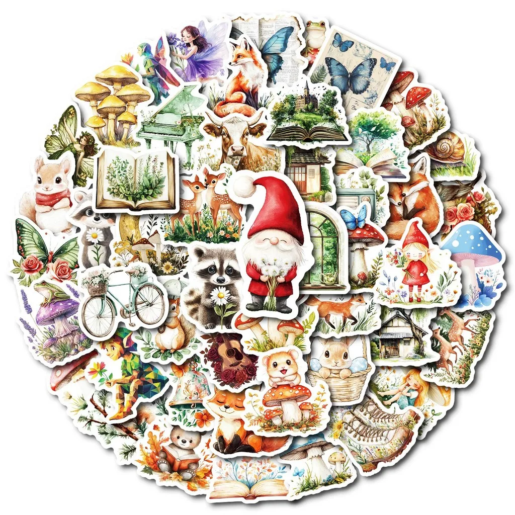 50Pcs Fairy Tale Forest Doodle Stickers Assorted Waterproof Mixed Decals for Journal & Tumbler DIY Decor RecordingYourLife Store