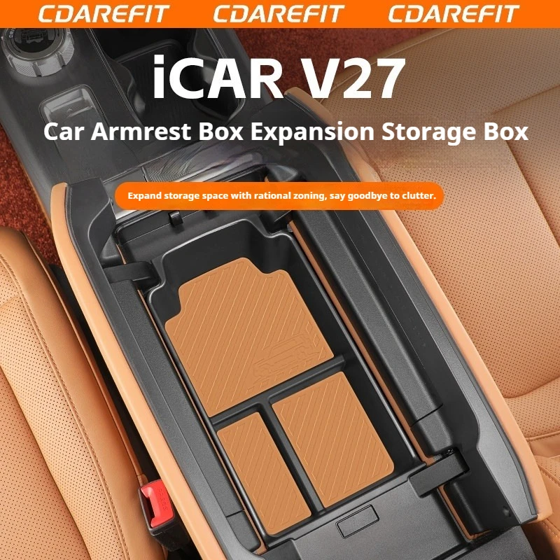 

For Chery ICAR V27 Car Armrest Box Expand Storage Box Center Console Armrest Storage Compartment Storage Modification Accessory