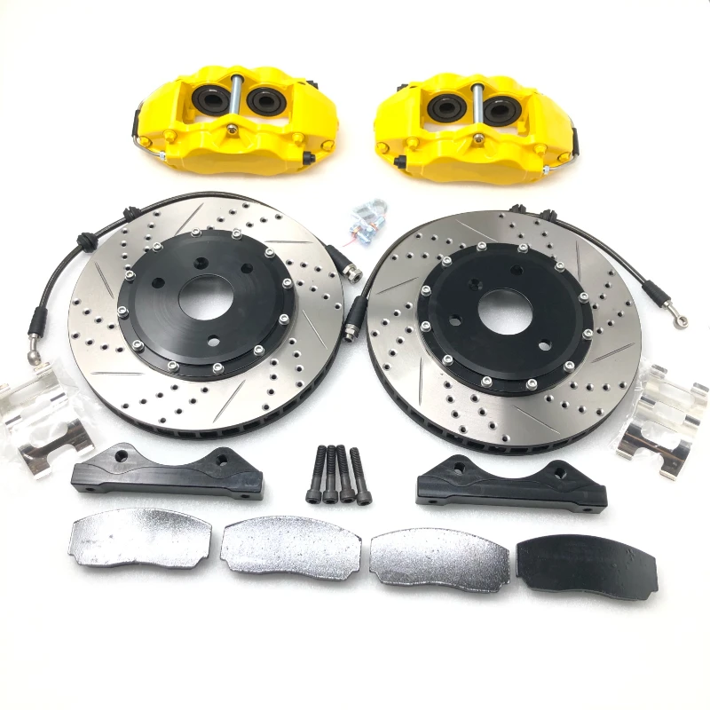 

Jekit car brake system 4 pot red /yellow/customized color caliper with 330*28mm disc brake part for Bora/golf rim17