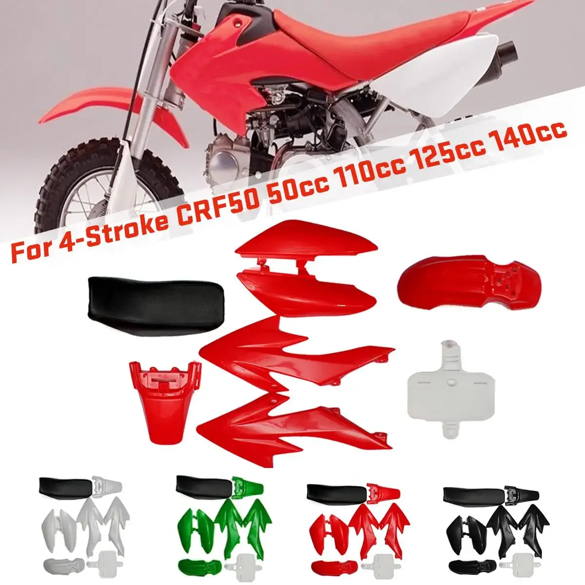 

8Pcs 4 Color 50cc 110cc 125cc 140cc Plastic 4-Stroke CRF50 Pit Bike Set Mudguard Seat Bike Shell Padded Seat