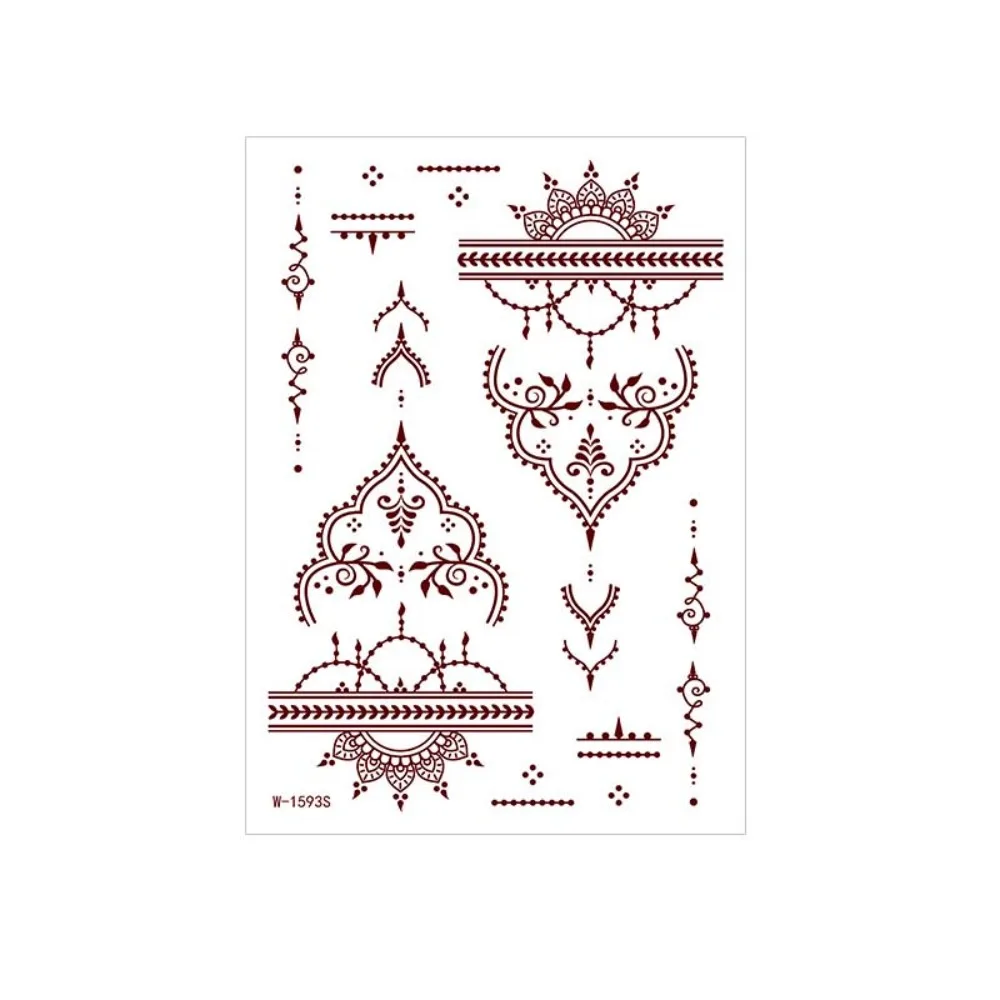 Red Mehndi Stickers Henna Tattoo Stickers Legs Arm Wedding Tool Red Henna Tattoo Decals India Flower Lace Fake Tattoo
