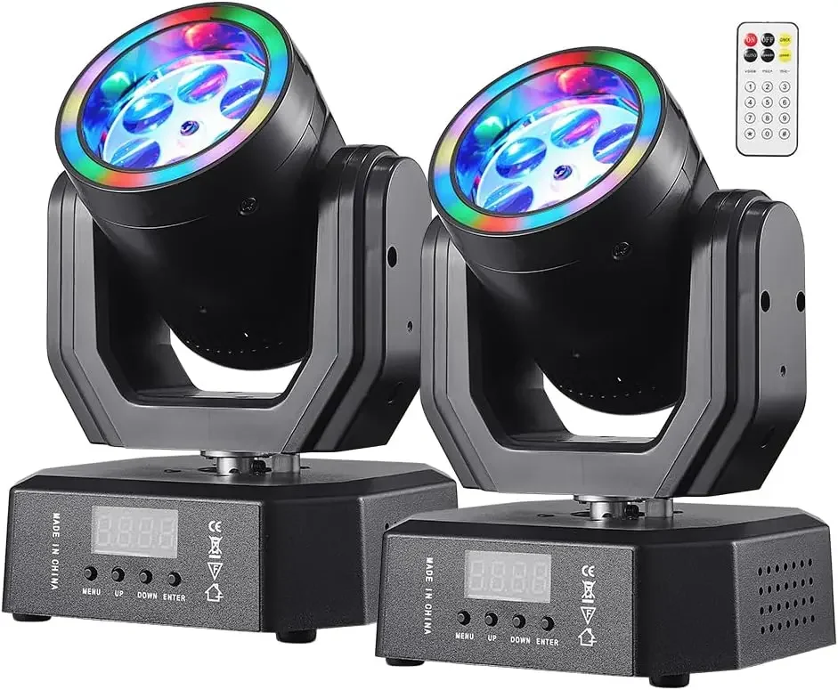 

Mini Moving Head Light, 30W Compact Led DJ Stage Lights Moving Head Bee-Eyes with Halo Effects, Remote/ DMX512/ Sound Control fo