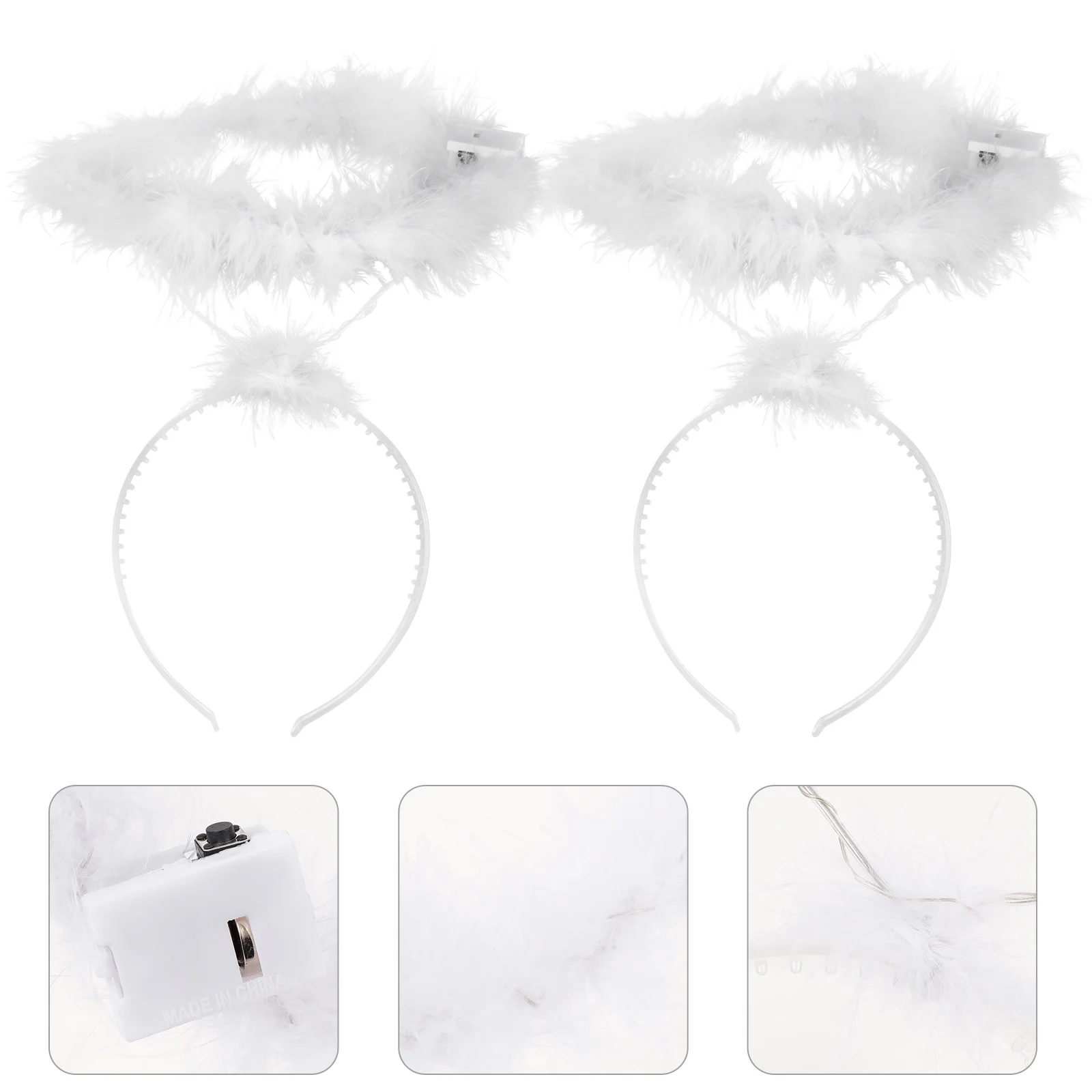 2 Pcs Angel Headband Bands Tiaras Costume Headbands Cosplay Fluffy Clothing