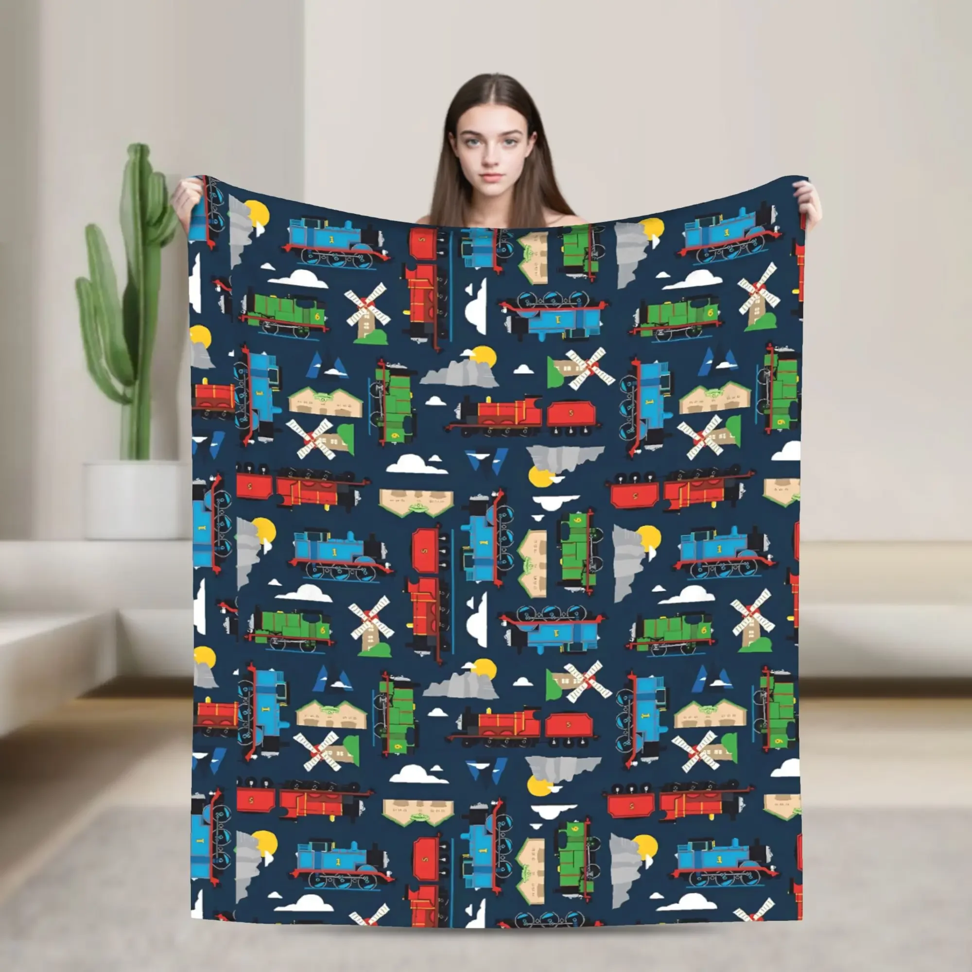 Thomas the Train Friends Super Warm Throw Blanket for Winter Travel Home Decor and Cozy Bedspread
