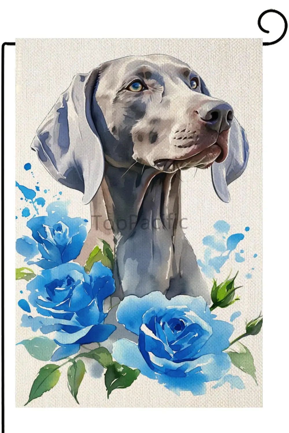 Weimaraner Blue Rose Garden Flag, Spring Summer 12x18 In Dog Flag, Valentine's Day Garden Flag Spring Summer Vertical Double