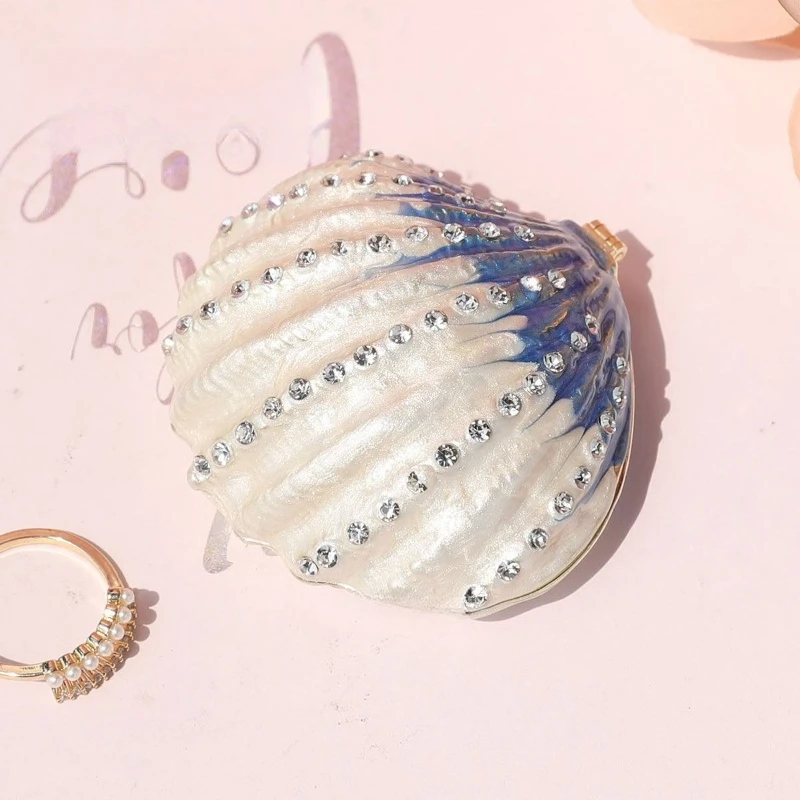 Shell Shape Ring Storage Box Metal Earrings Packaging Case Mini Woman Necklace Storage Boxes Aesthetic Jewelry Decoration Cases