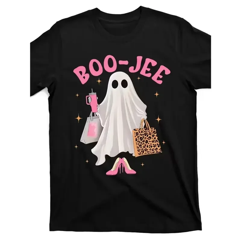Short-Sleeve Sports T-Shirt, Boo-Jee Ghost Graphic Tee with Halloween, Leopard Heel Themes