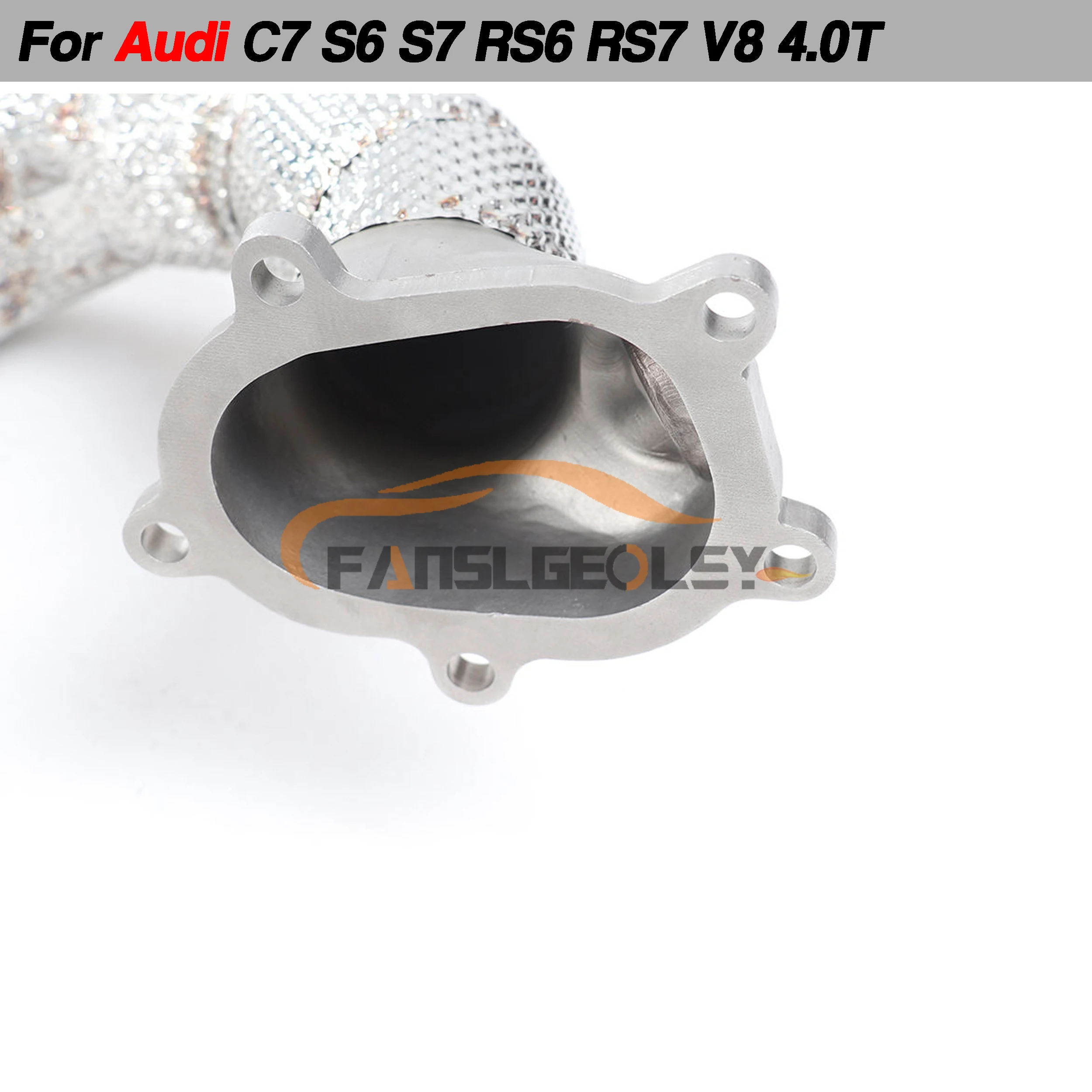 For Audi S6 S7 RS6 RS7 C7 4.0T Steel Downpipe Performance Exhaust System With Heat shield and catalytic converter Headers