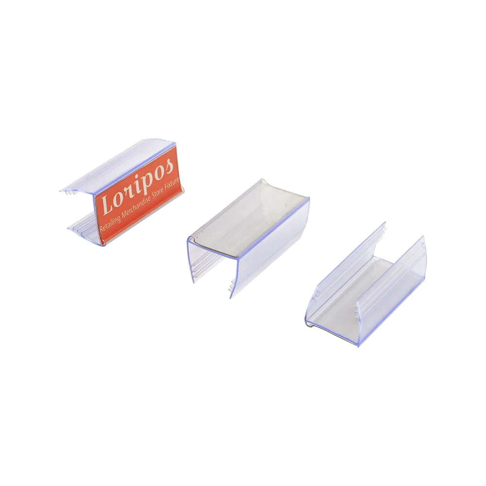 Penyangga Label Rak Atas dari Kaca dan Kayu, Penjepit Display, Penahan Label, Klip Display