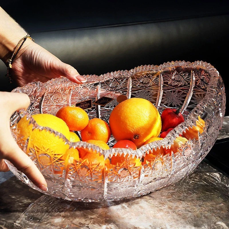 Crystal glass handmade car engraved ship-shaped fruit bucket fruit plate dried fruit bucket sugar tank ornament